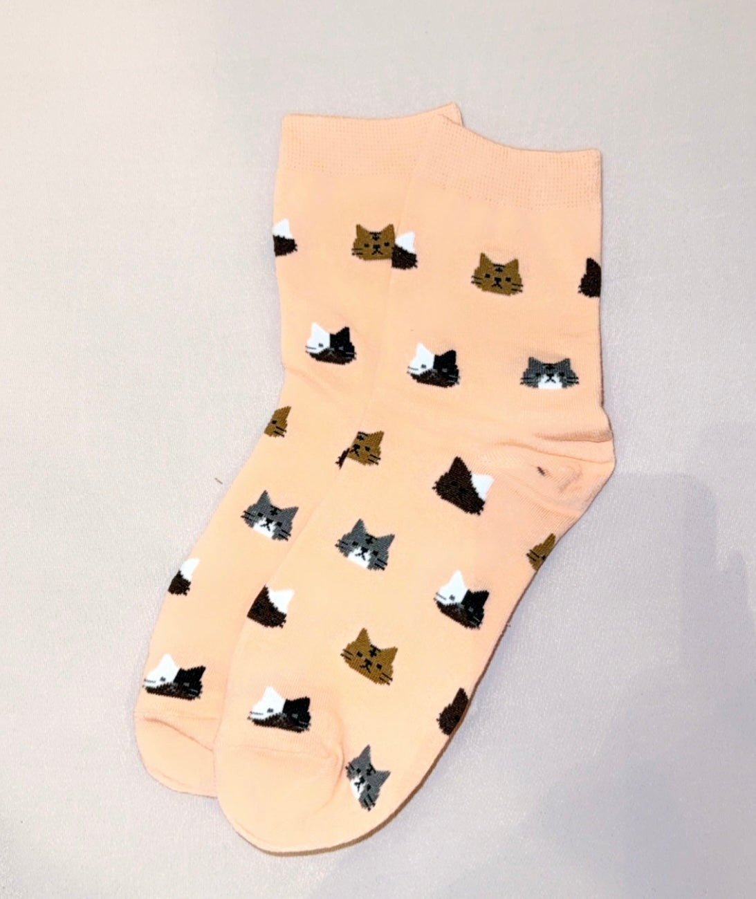Coral pink cat socks
