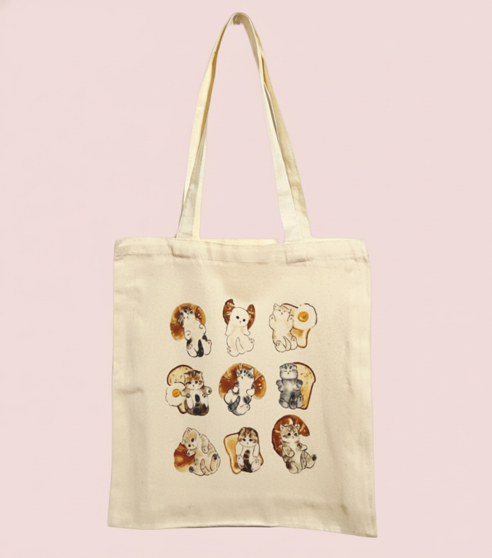 Tote Bag Bread Cats