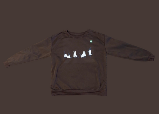 Brown Halloween Ghost Cats Sweater