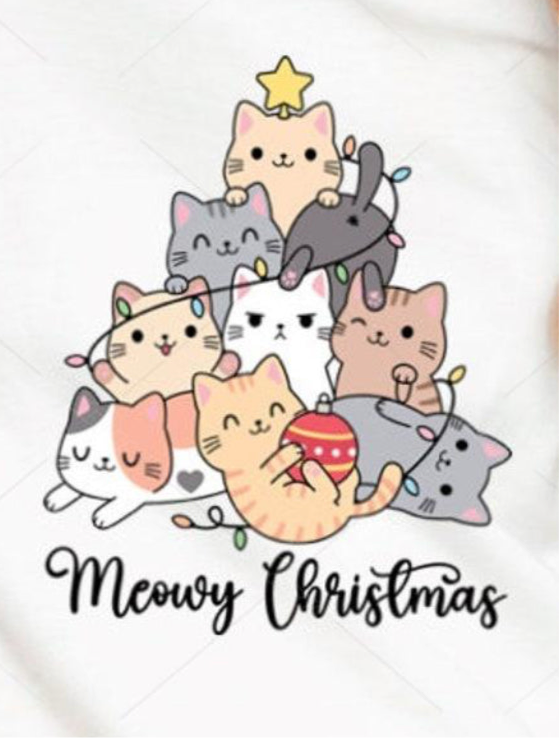 Meowy Christmas sweatshirt (white)