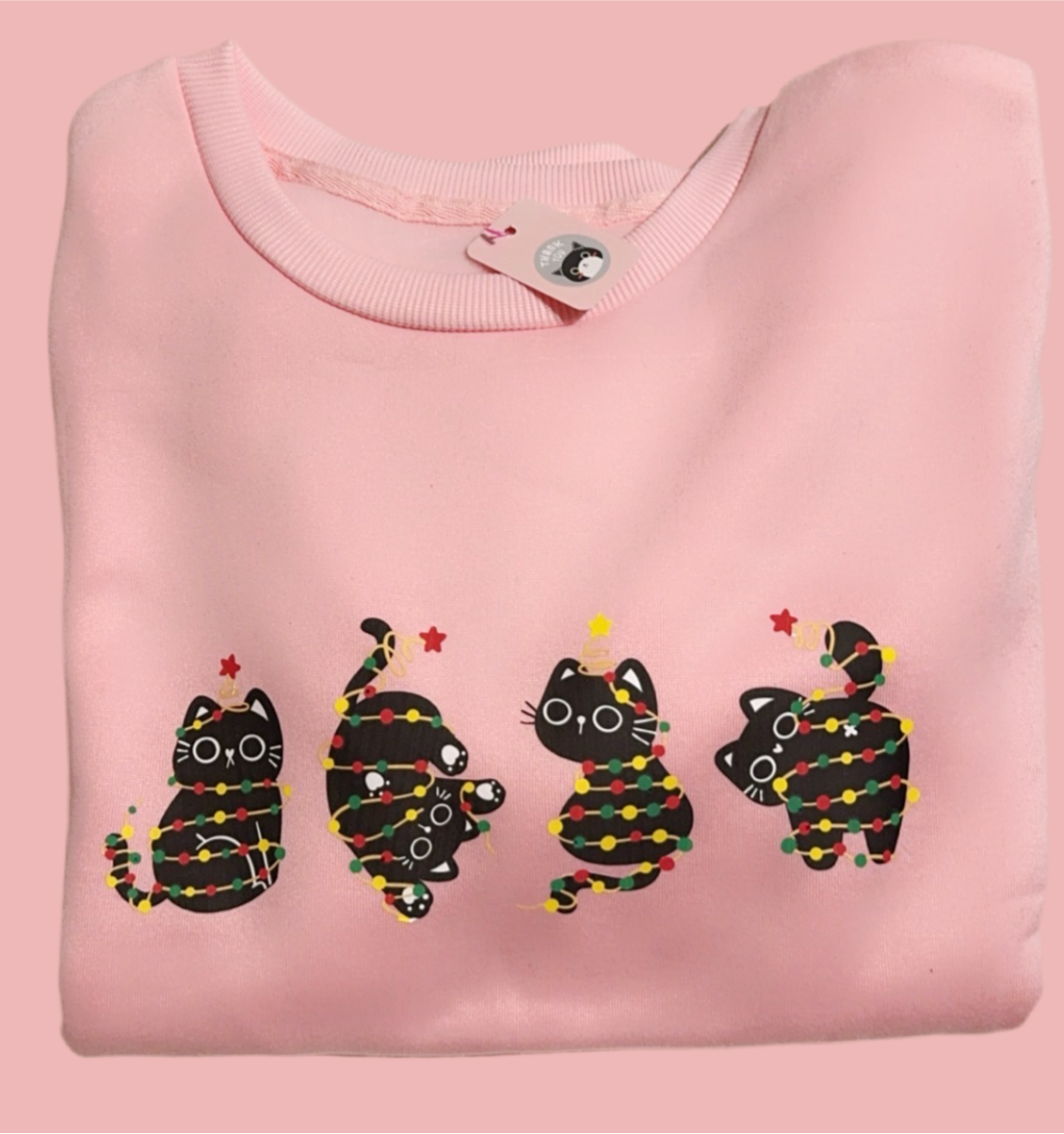 Christmas Cat Pink Sweatshirt
