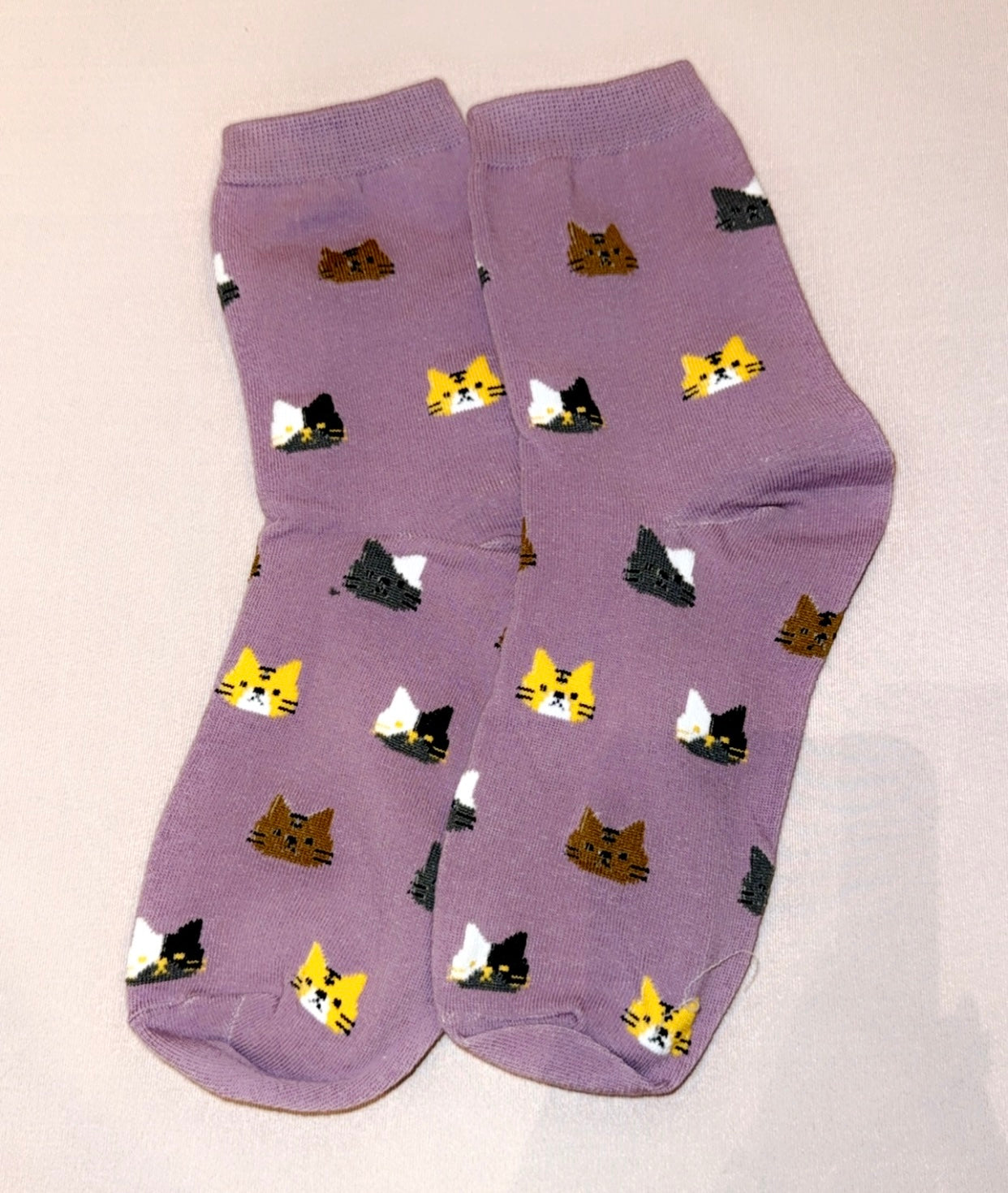 Purple cat socks