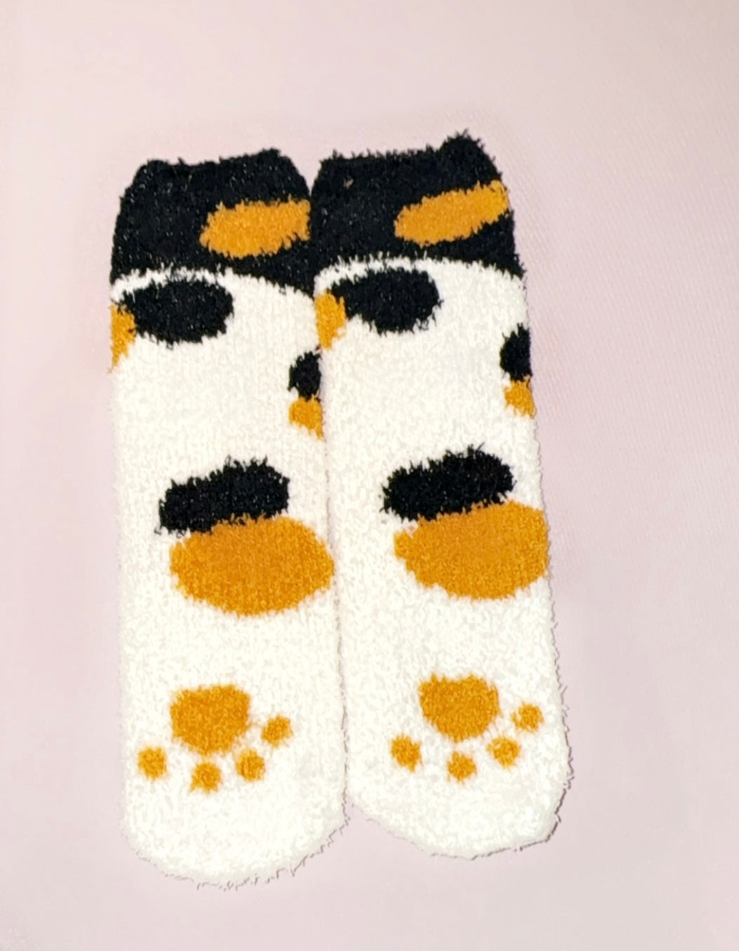 Fuzzy calico cat socks