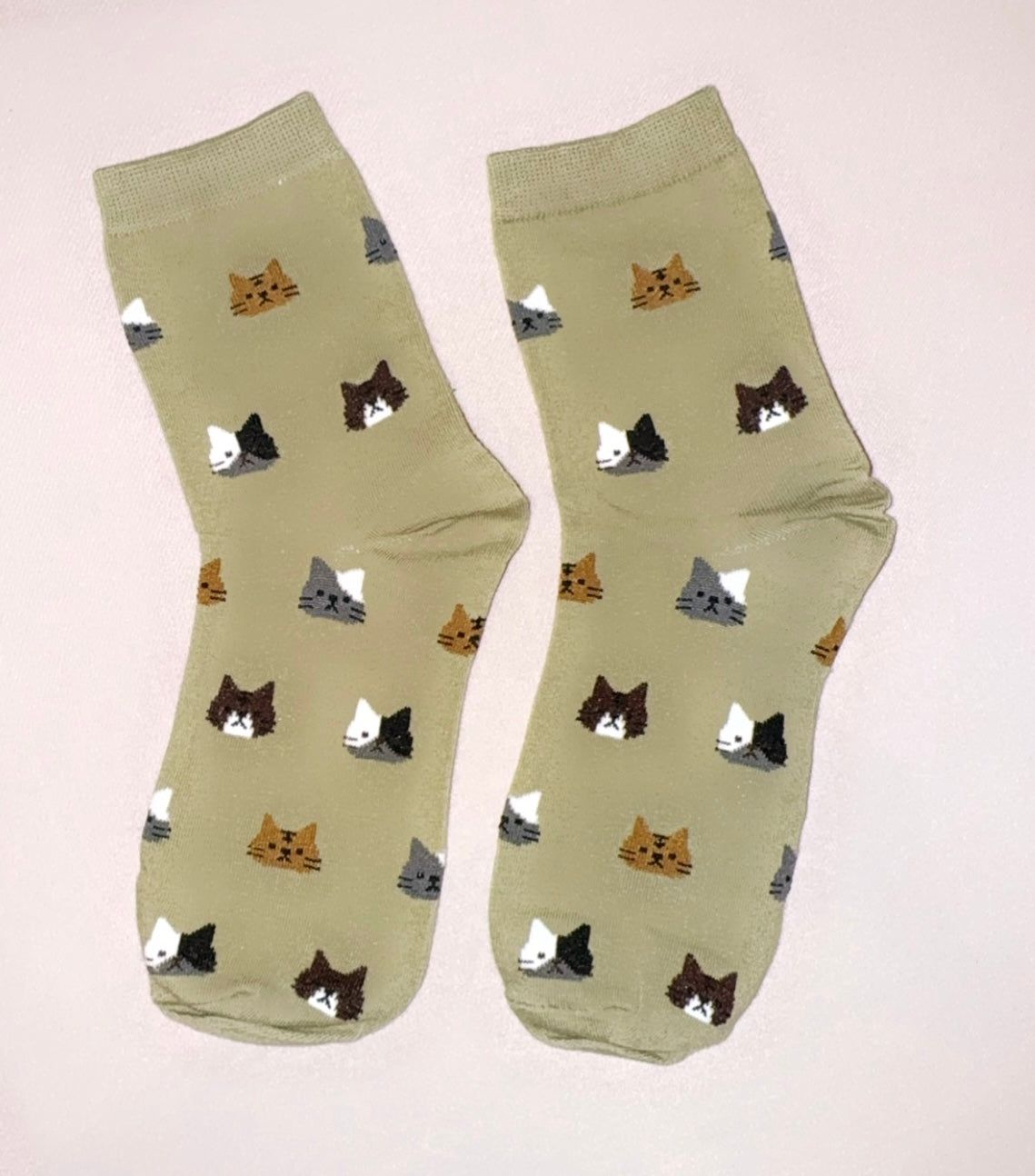 Matcha green kitty socks