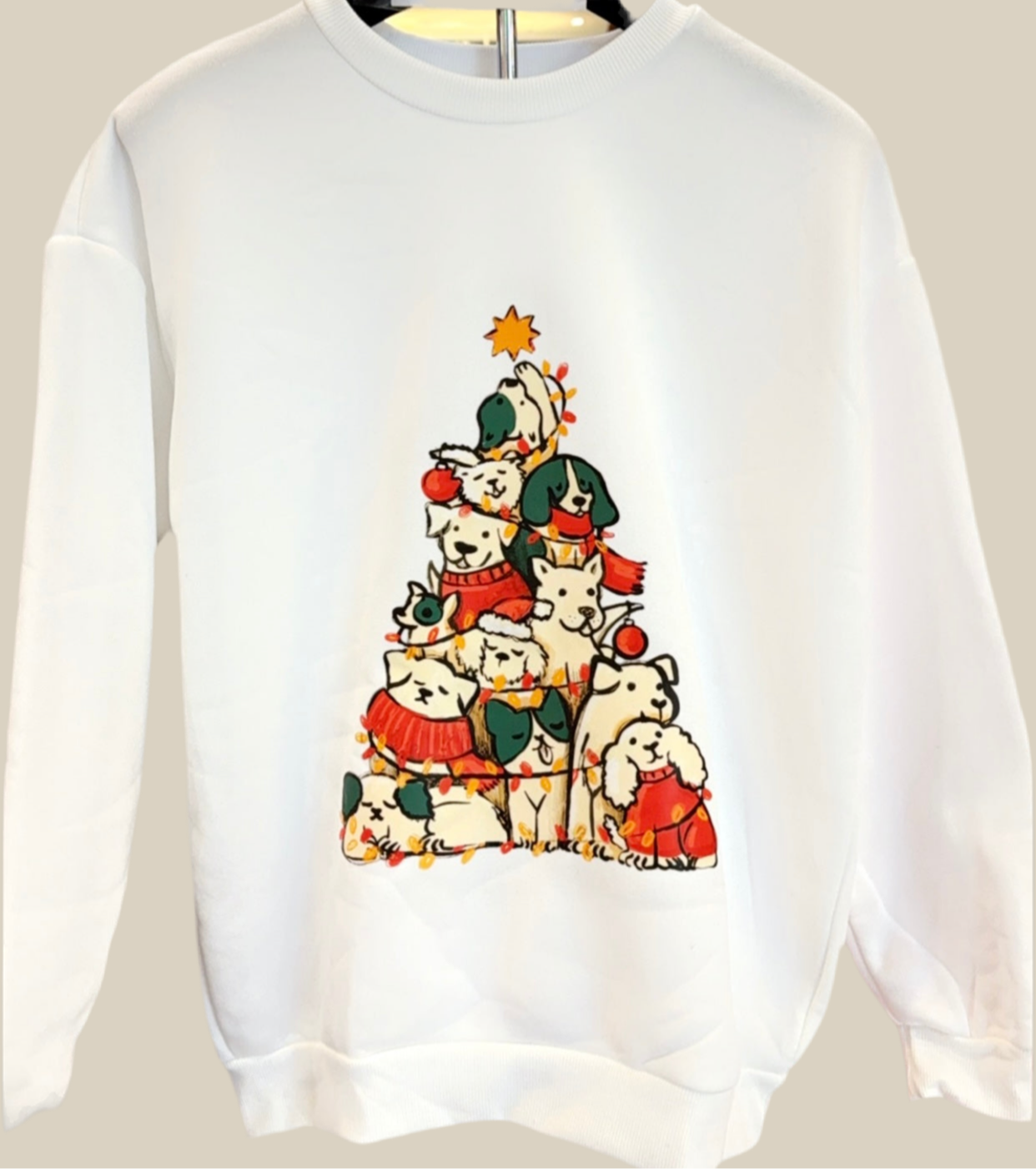 Christmas dog sweatshirt- white
