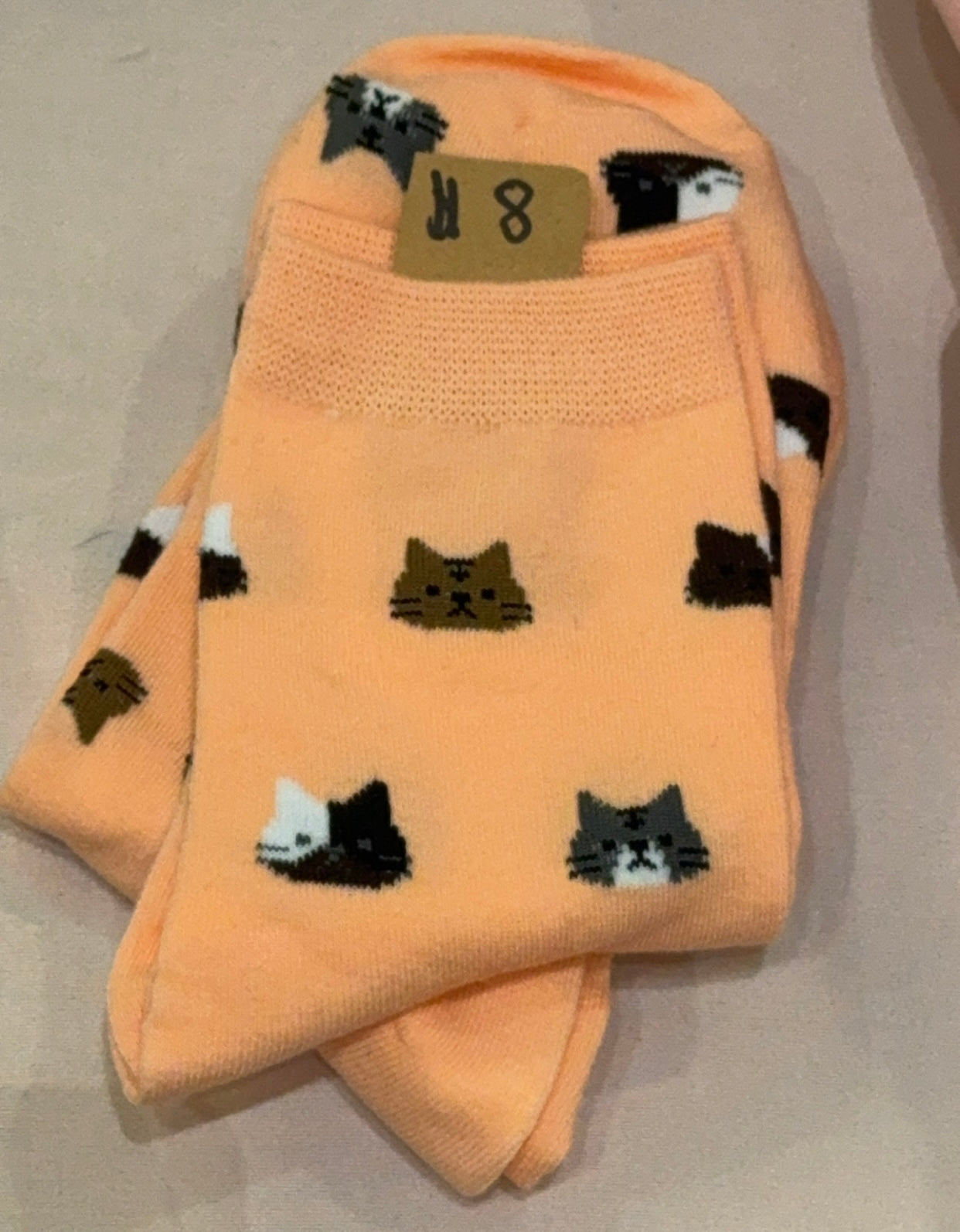 Coral pink cat socks