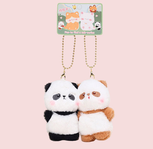Panda Duo Plush Keychain