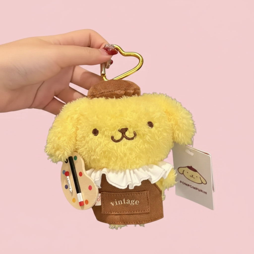 Authentic Sanrio Pompompurin Chef Painter Plush Keychain