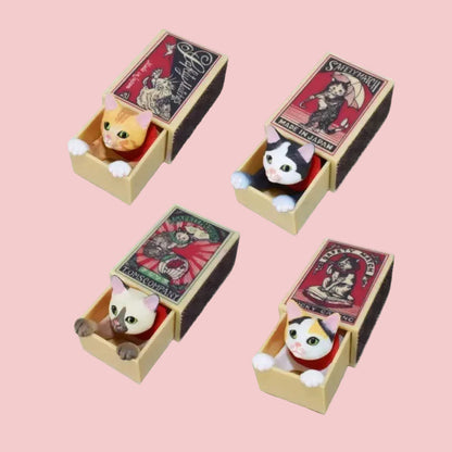 Japanese Cat Hiding In Matchbox Figurine Blind Box