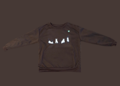 Brown Halloween Ghost Cats Sweater