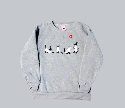Halloween Cats Grey Sweater