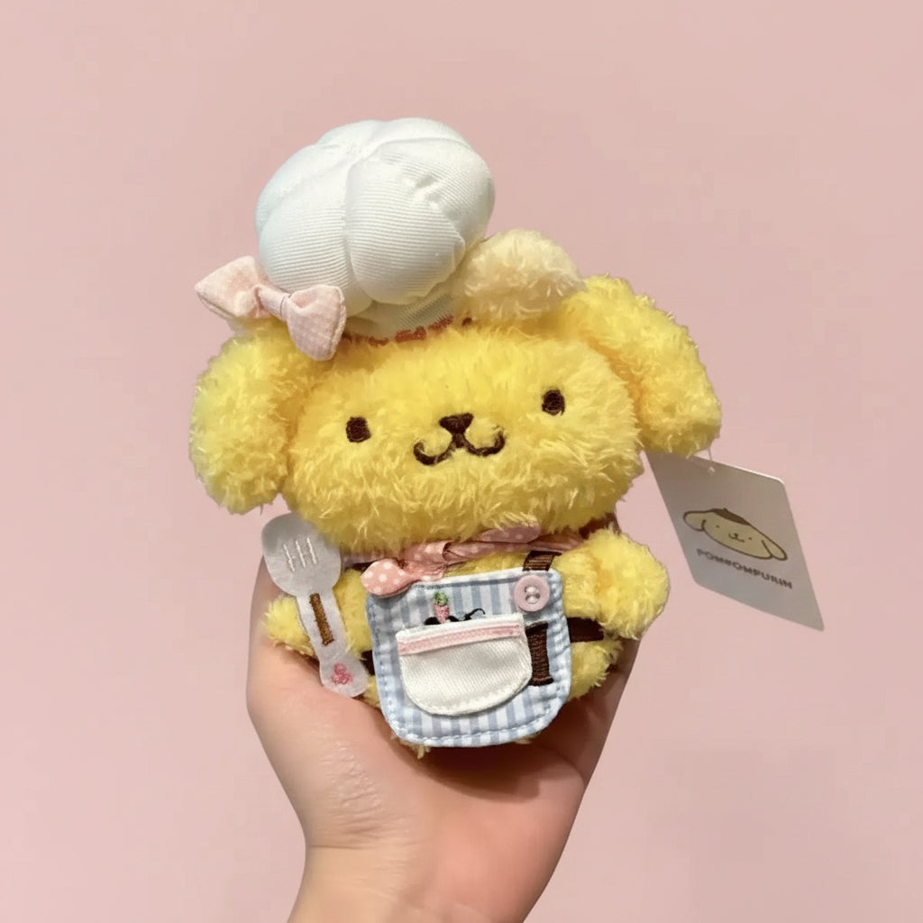 Authentic Sanrio Pompompurin Chef Painter Plush Keychain