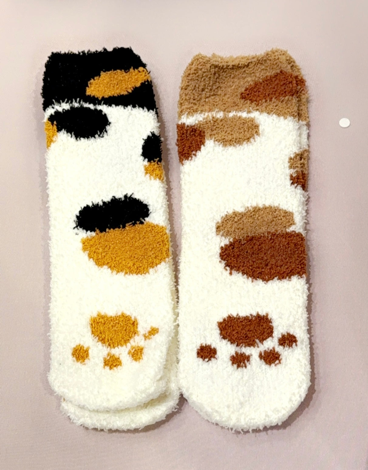 Fuzzy calico cat socks