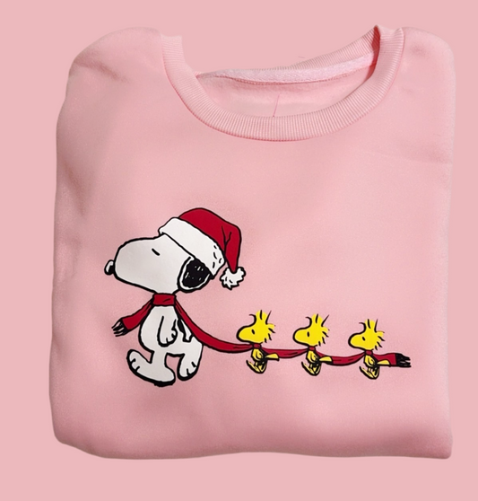 Christmas Snoopy Pink Sweater