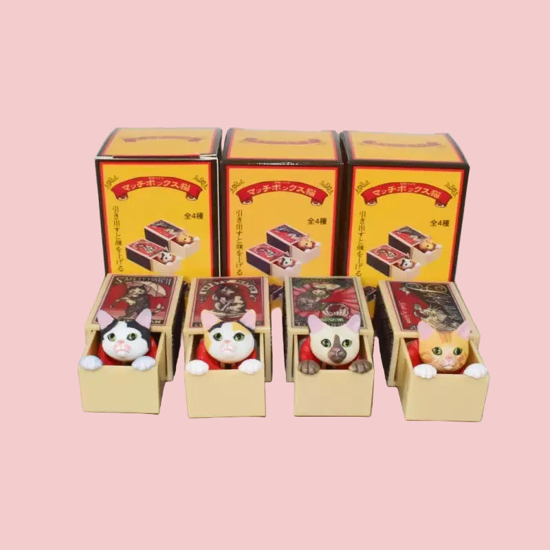 Japanese Cat Hiding In Matchbox Figurine Blind Box