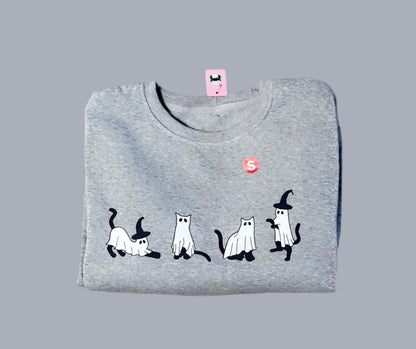Halloween Cats Grey Sweater