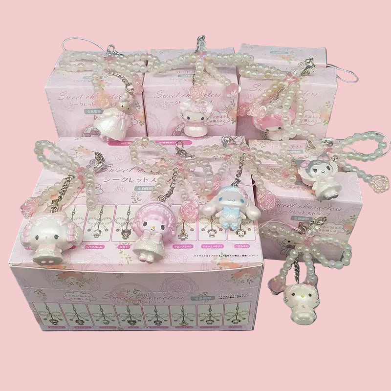 Sanrio My Melody Kuromi Hello Kitty Cinnamoroll Bow Keychain Blind Box