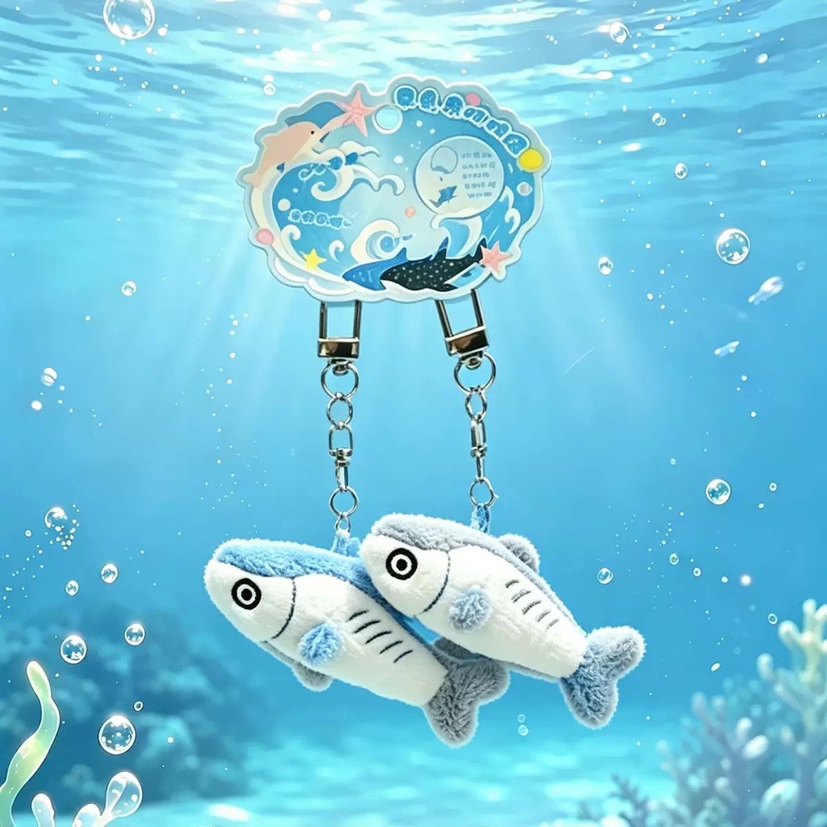 Duo Plush Aquatic Animal Keychain