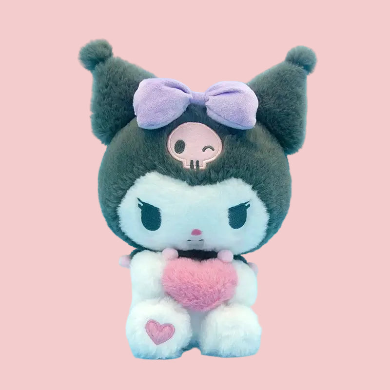 Authentic Sanrio Kuromi Plush Holding Heart | Plush Keychain