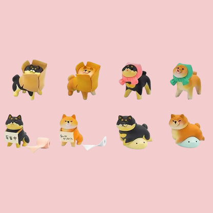 Shiba Inu Dog Stuck In a Box Figurine Blind Box