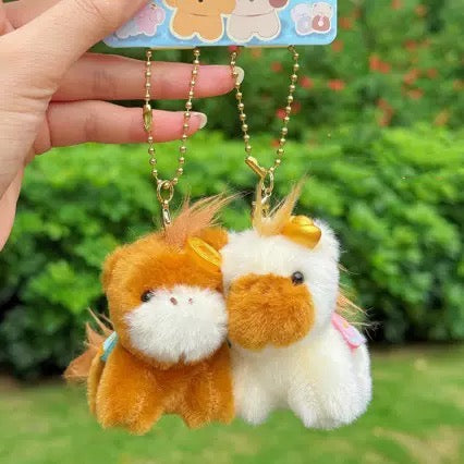 Duo Plush Cow Horse Keychain