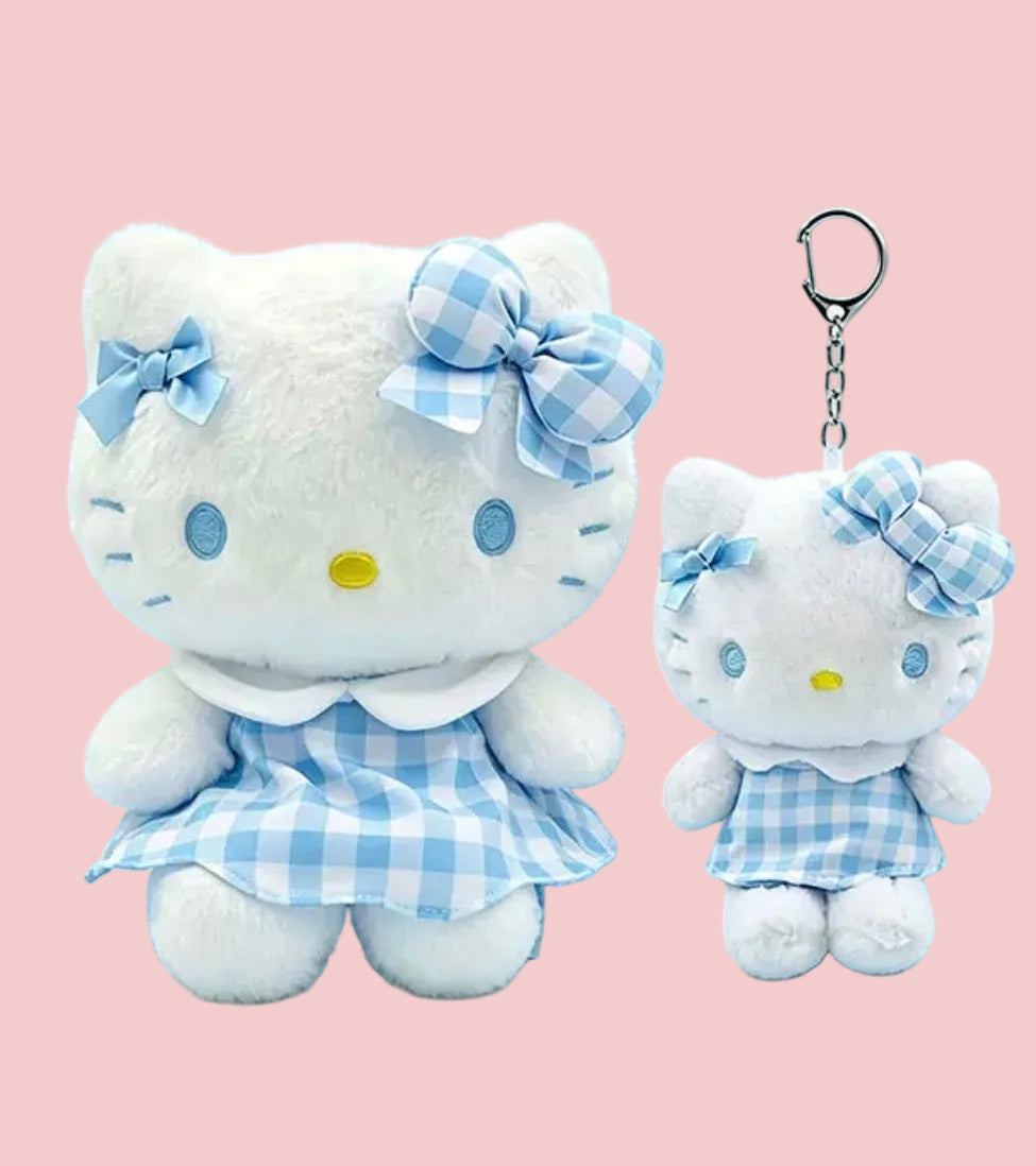 Authentic Sanrio Blue Coquette Hello Kitty Keychain Plush