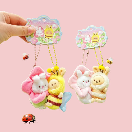Duo Plush Bee Bunny Keychain
