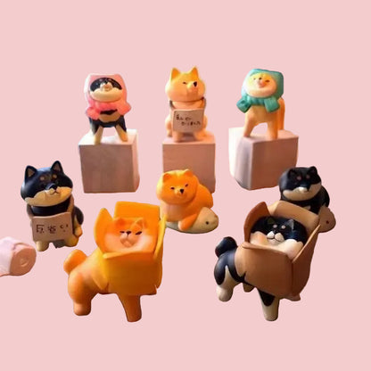 Shiba Inu Dog Stuck In a Box Figurine Blind Box