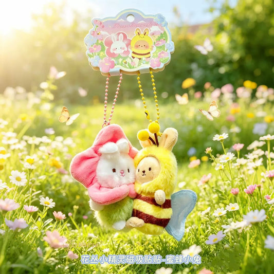 Duo Plush Bee Bunny Keychain