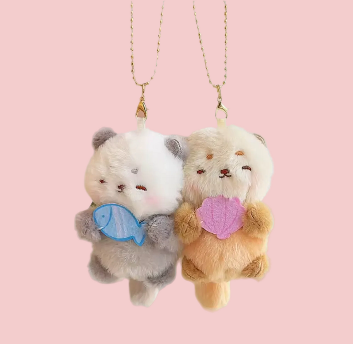 Duo Plush Magnet Otter Bee Turtle Keychain Set